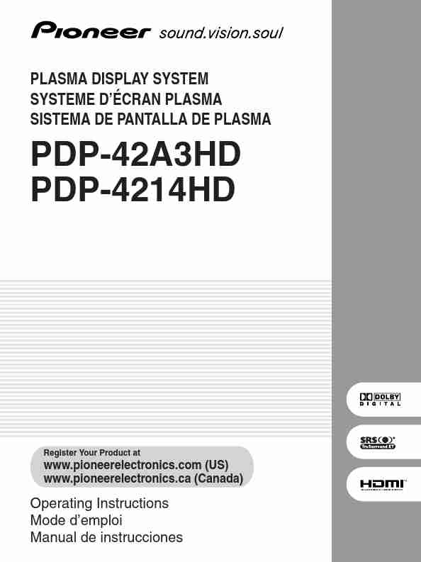 Pioneer Flat Panel Television PDP 42A3HD-page_pdf